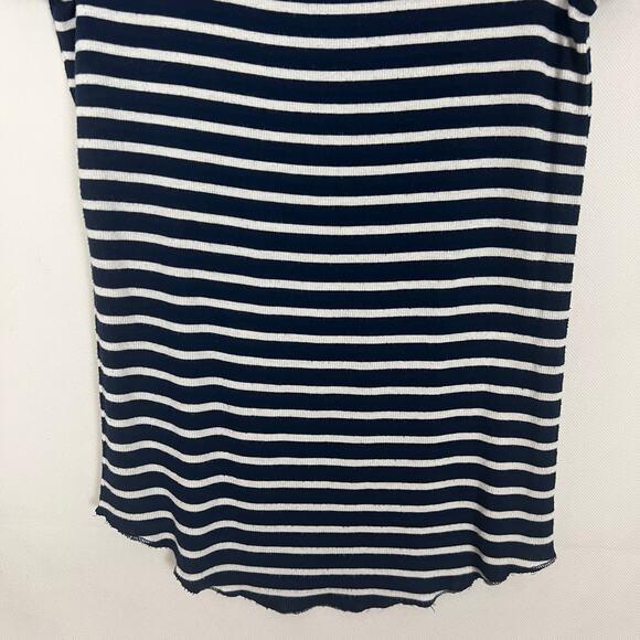 Aritzia Wilfred Striped Blue & White Ribbed Top Size Medium - Picture 4 of 7